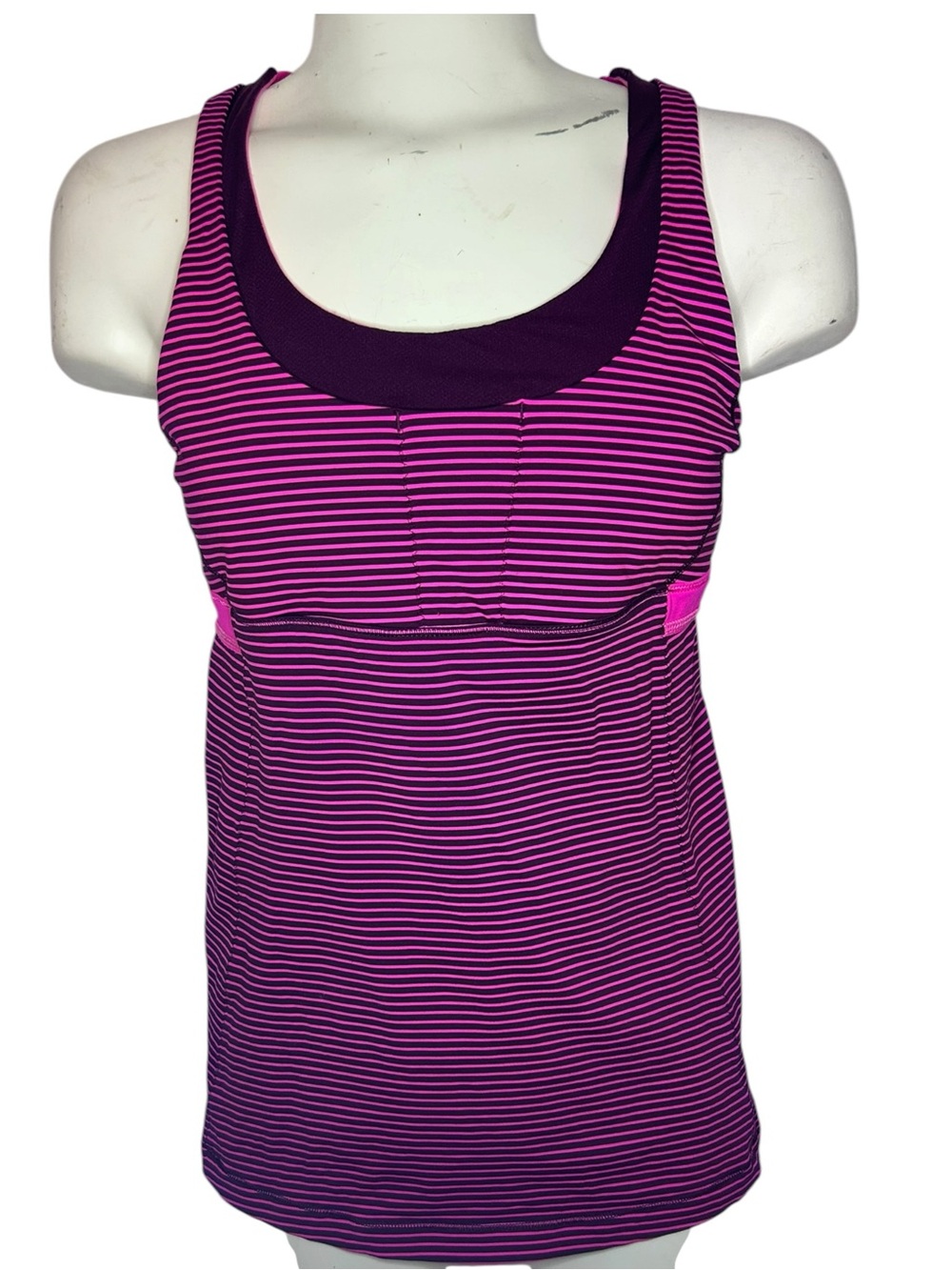 lululemon athletica Stuff Your Bra Tank II Rasperry Plum Striped Tank Top